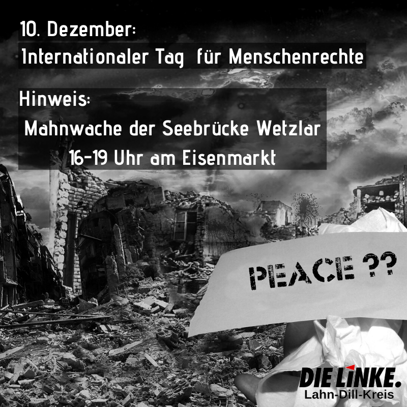 Frieden Konsequent Als Menschenrecht Begreifen 10 Dezember Internationaler Fur Menschenrechte Die Linke Lahn Dill Kreis